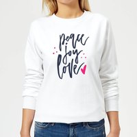 Peace Joy Love Damen Weihnachtspullover – Weiß - M von The Christmas Collection