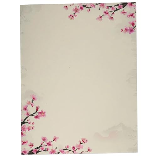 Kirschblütenpapier, 60 Blatt, hübsches Schreibwarenpapier für Tintenstrahl-/Laserdrucker von The Collab Lab