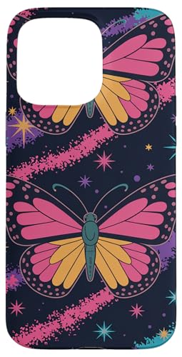 Bunte, pastellfarbene Schmetterlinge mit kosmischen Sternennachtzauber Hülle für iPhone 15 Pro Max von The Cosmic Butterfly Co.