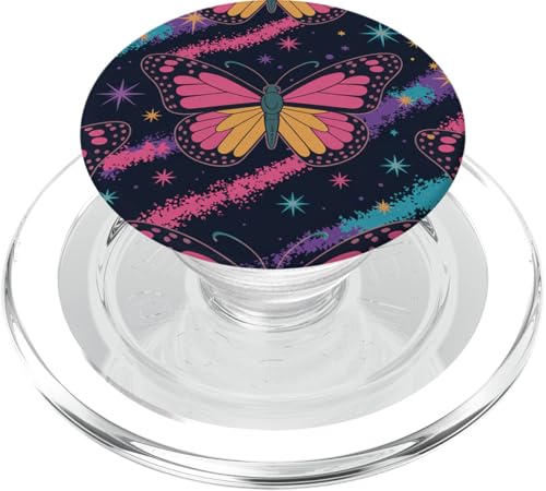 Bunte, pastellfarbene Schmetterlinge mit kosmischen Sternennachtzauber PopSockets PopGrip für MagSafe von The Cosmic Butterfly Co.