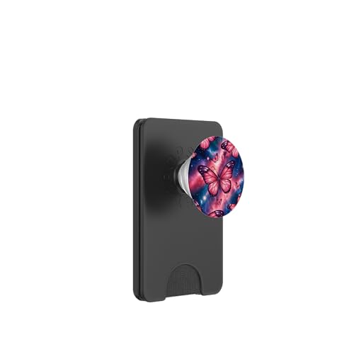 Galaxie, rosa Schmetterlinge, kosmischer Sternenhimmel PopSockets PopWallet für MagSafe von The Cosmic Butterfly Co.