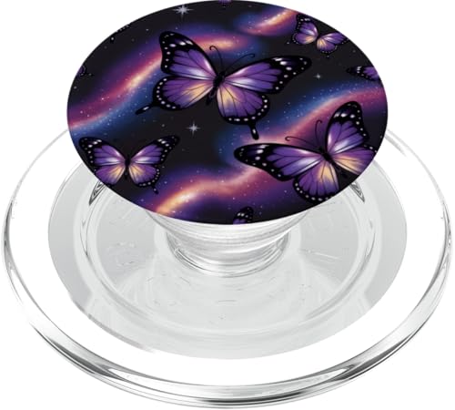 Lila Galaxie Schmetterlinge Sternenhimmel Weltraum PopSockets PopGrip für MagSafe von The Cosmic Butterfly Co.