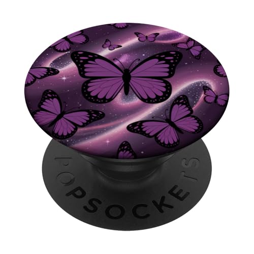 Lila Schmetterlinge Galaxie verträumter Sternenhimmel PopSockets Klebender PopGrip von The Cosmic Butterfly Co.