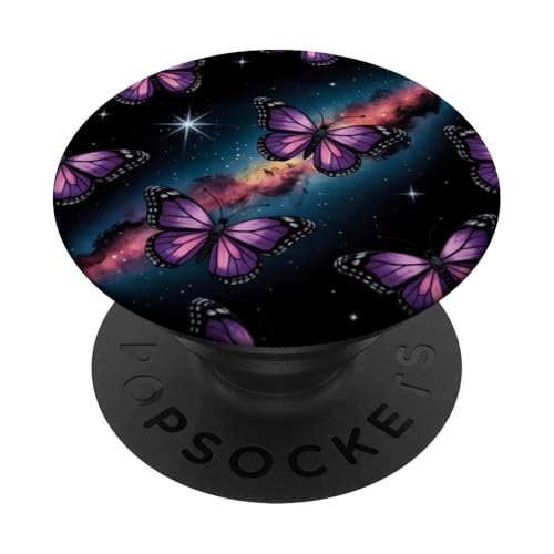 Lila Schmetterlinge Kosmische Galaxie Sterne Kunst PopSockets Klebender PopGrip von The Cosmic Butterfly Co.