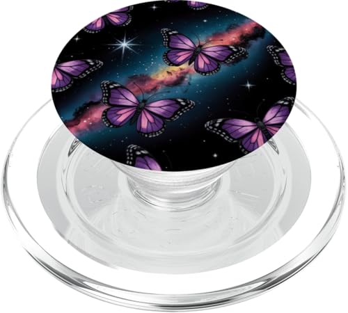 Lila Schmetterlinge Kosmische Galaxie Sterne Kunst PopSockets PopGrip für MagSafe von The Cosmic Butterfly Co.