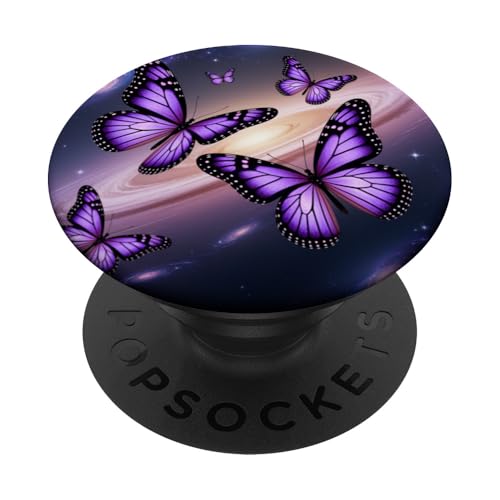 Lila Schmetterlinge Kosmische Galaxie Sterne PopSockets Klebender PopGrip von The Cosmic Butterfly Co.