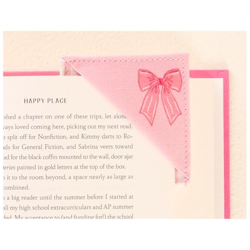 Stoff-Lesezeichen, rosa Schleife, Eckplatzhalter, Geschenke für Frauen und Buchliebhaber, 2 Stück von The Darling Effect