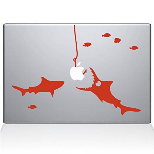 The Decal Guru 0192-MAC-15P-P Shark Party Under The Sea Vinyl Sticker, 15" MacBook Pro (2015 & Older), Orange von The Decal Guru