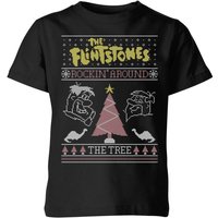 Flintstones Rockin Around The Tree Kids' Christmas T-Shirt - Black - 7-8 Jahre von The Flintstones