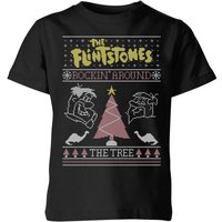 Flintstones Rockin Around The Tree Kids' Christmas T-Shirt - Black - 9-10 Jahre von The Flintstones