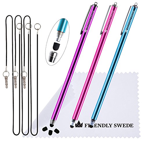 The Friendly Swede Extra Langer austauschbarer Eingabestift mit dünner Spitze, 18,5 cm, Premium XXL kapazitive Stylus-Stifte + elastische Haltegurte und Ersatzspitzen von The Friendly Swede