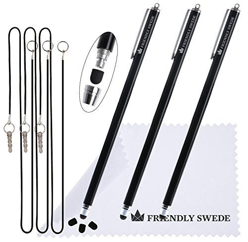 The Friendly Swede XXL Touchpen Dünne Spitze, Eingabestifte für Tablets, Smartphones, Laptops - Stylus Pen - 18,5 cm Langer kapazitiver Eingabestift Touchscreen (Schwarz) von The Friendly Swede