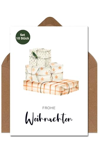 The Life Barn 10x Weihnachtskarten Set mit Umschlag Weihnachten Karten für Weihnachtspost von The Life Barn