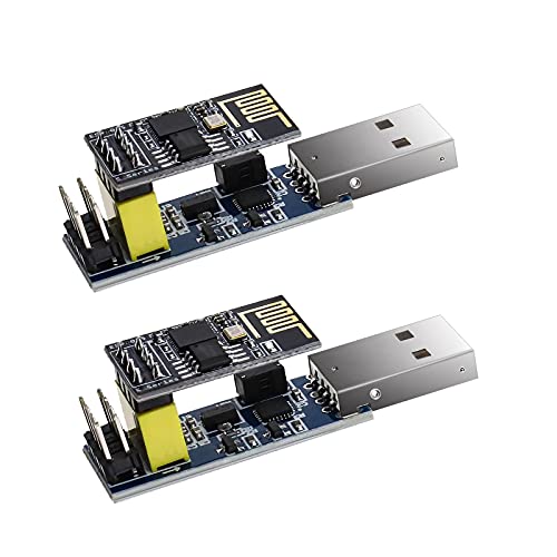 2 Stück Modularkarte ESP8266 ESP-01 ESP01S WiFi Transmitter-Empfänger Wireless Serie Adapter-Set Konverter Chip USB CH340C von The Lord of the Tools