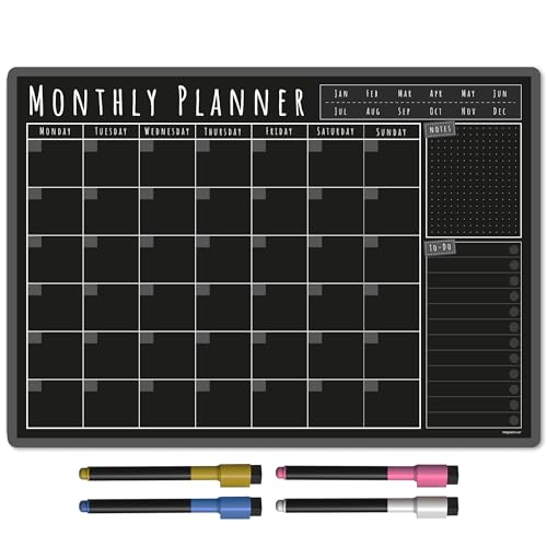 TMS A3 Wochenplaner Whiteboard | Magnetischer Kalender für Kühlschrank und trocken abwischbare Stifte | Mahlzeiten- oder Familienplaner für die Küche (Tafel, A3-MONTHLY) von The Magnet Shop