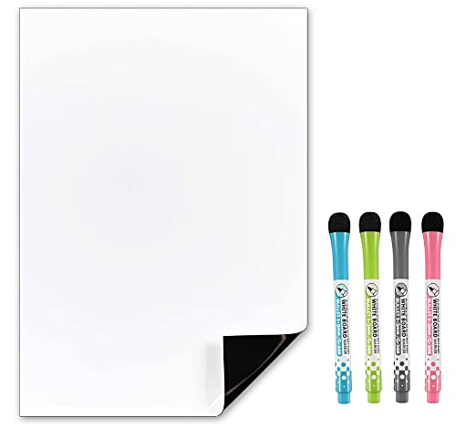 TMS Magnetic Whiteboard (A3, A4 oder A5) | Für Notizen, Listen, Memos und Menüs | Verwendung zu Hause, in der Schule und im Büro | Enthält 4 magnetische, mehrfarbige, trocken abwischbare Stifte (A4) von The Magnet Shop