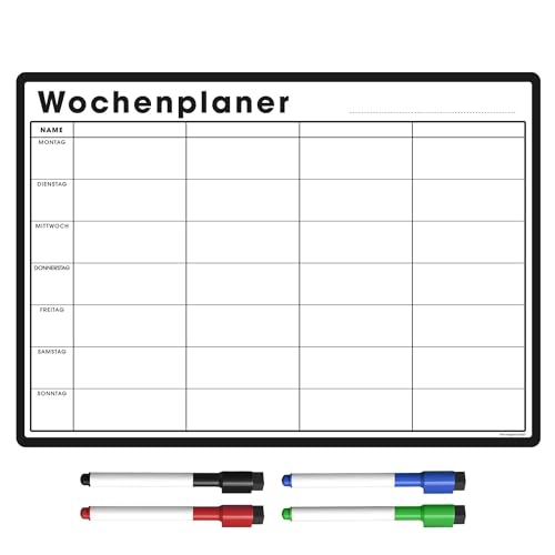 Wochenplaner Abwischbar Magnetisch | Whiteboard für den Kühlschrank, inkl. Markers & Radierer | für Menü & Familienplanung (42 x 30cm [A3], weiß) von The Magnet Shop