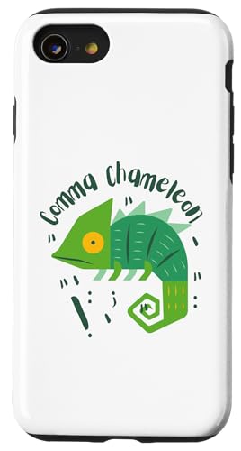Comma Chamäleon | Lustiges Grammatik-Satzzeichen Wortspiel Hülle für iPhone SE (2020) / 7 / 8 von The Mildly Legendary & Half-Decent Co.