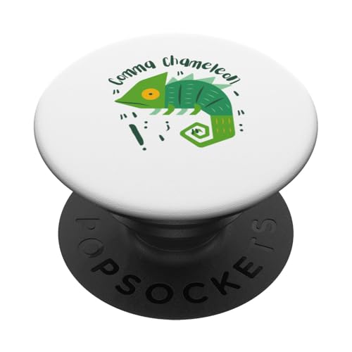 Comma Chamäleon | Lustiges Grammatik-Satzzeichen Wortspiel PopSockets Klebender PopGrip von The Mildly Legendary & Half-Decent Co.