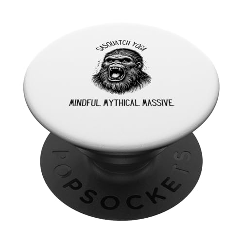 Sasquatch Yoga Grafik - Mindful Mythical Massive - Bigfoot PopSockets Klebender PopGrip von The Mythical Motion Co.