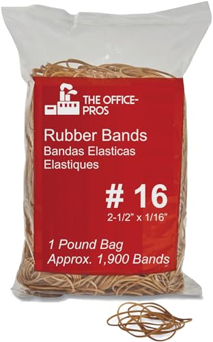 Gummibänder, Größe #16, Großpackung, natürlicher Krepp, hergestellt in den USA, Gummiband-Maße: 6,4 x 0,6 cm – ca. 1.900 Gummibänder/1 Pfundbeutel von The Office-Pros