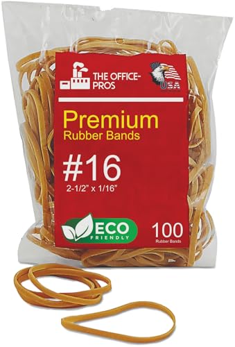 Gummibänder, Größe #16, umweltfreundliche Verpackung, natürlicher Krepp, hergestellt in den USA, Gummibandmaße: 5,1 cm x 1/16 Zoll – 100 Gummibänder von The Office-Pros