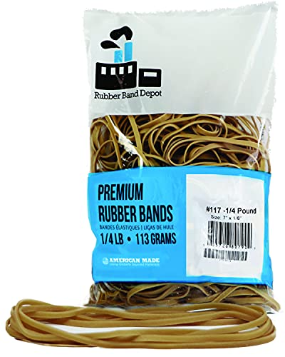 Gummiband-Depot, Größe #117, lange Gummibänder, gut für Mülleimer, Gummiband-Maße: 17,8 x 0,3 cm – ca. 50 Gummibänder pro Beutel – 1/4 Pfund Beutel von The Office-Pros
