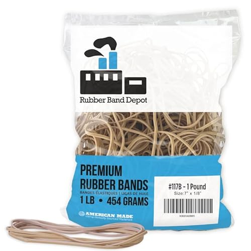 Gummiband-Depot, Größe #117, lange Gummibänder, gut für Mülleimer, Gummiband-Maße: 17,8 x 0,6 cm – ca. 210 Gummibänder pro Beutel – 0,5 kg Beutel von The Office-Pros