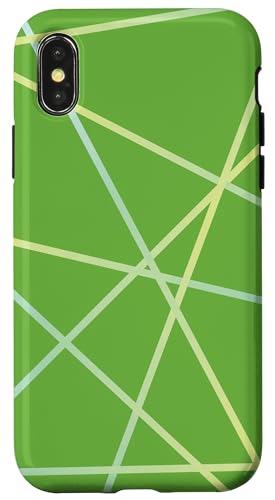 Geometrisches Streifenmuster in Grün und Blau Hülle für iPhone X/XS von The Patterns Store