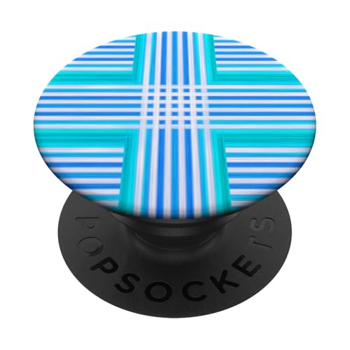Türkisblaues und weißes Muster PopSockets Klebender PopGrip Türkisblaues und weißes Muster PopSockets Klebender PopGrip von The Patterns Store