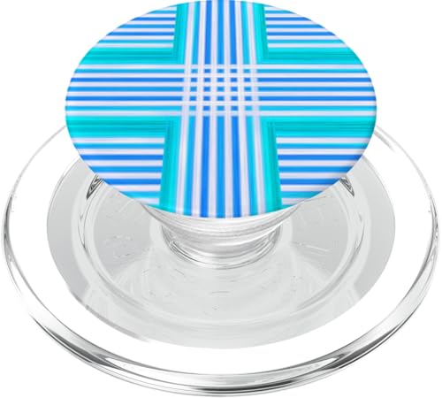 Türkisblaues und weißes Muster PopSockets PopGrip für MagSafe Türkisblaues und weißes Muster PopSockets PopGrip für MagSafe von The Patterns Store