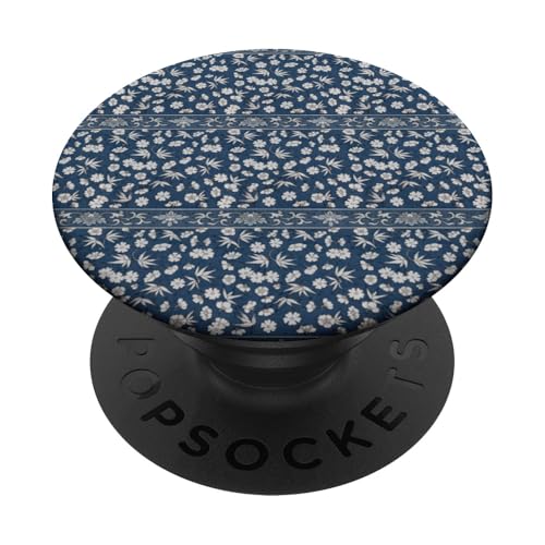 Vintage-Retro-Stil, florales Design in Blau PopSockets Klebender PopGrip Vintage-Retro-Stil, florales Design in Blau PopSockets Klebender PopGrip von The Patterns Store