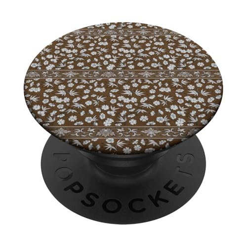 Vintage-Retro-Stil, florales Design in Braun PopSockets Klebender PopGrip Vintage-Retro-Stil, florales Design in Braun PopSockets Klebender PopGrip von The Patterns Store
