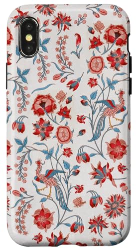 Vintage rote Blumen und Vögel Tapeten-Stil Muster Hülle für iPhone X/XS Vintage rote Blumen und Vögel Tapeten-Stil Muster Hülle für iPhone X/XS von The Patterns Store