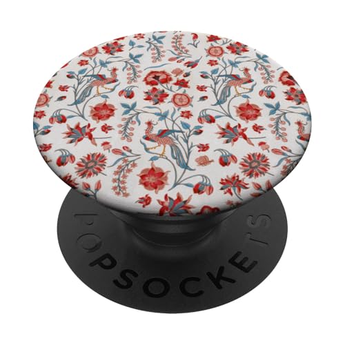 Vintage rote Blumen und Vögel Tapeten-Stil Muster PopSockets Klebender PopGrip Vintage rote Blumen und Vögel Tapeten-Stil Muster PopSockets Klebender PopGrip von The Patterns Store