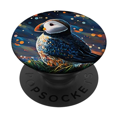 Papageientaucher in Sternennacht Malerei Männer Frauen Kinder PopSockets Klebender PopGrip Papageientaucher in Sternennacht Malerei Männer Frauen Kinder PopSockets Klebender PopGrip von The Puffin Happy