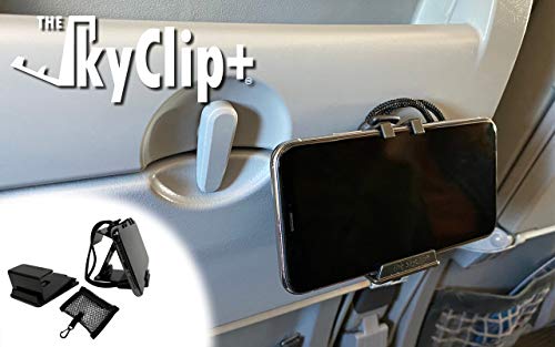 The SkyClip + Handy- und Tablet-Halterung für Flugreisen, zu Hause im Büro – Inflight Handy-Halterung & Ständer kompatibel mit iPhone, Android, Kindle Tablets Ultimatives Reisezubehör (schwarz) von The SkyClip