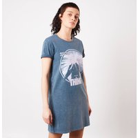 The Thing Man Is The Warmest Place To Hide Damen T-Shirt Kleid - Navy Acid Wash - L von The Thing