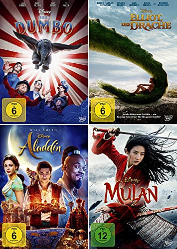 Disney Live Action Bundle - Aladdin + Mulan + Dumbo + Elliot der Drache (Realfilm-Set) [4-DVD] von The Walt Disney Company Germany GmbH