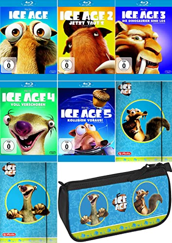 Ice Age 1-5 (Teil 1+2+3+4+5) + eine Sammelmappe (Motiv Sid + Motiv Scrat) + (ein Federmäppchen Ice Age) [5-Blu-ray] von The Walt Disney Company Germany GmbH