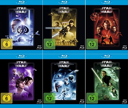 Star Wars 1-6 Paket (Teil 1+2+3+4+5+6) Dunkle Bedrohung, Angriff der Klonkrieger, Rache der Sith, Eine neue Hoffnung, Imperium schlägt zurück, Rückkehr der Jedi-Ritter [12-Blu-ray] von The Walt Disney Company Germany GmbH