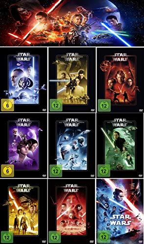 Star Wars 1-9 Komplett (Teil 1+2+3+4+5+6+7+8+9) Dunkle Bedrohung - Aufstieg Skywalkers [DVD] + einen Schlüsselanhänger (Flaschenöffner aus Metall) von The Walt Disney Company Germany GmbH