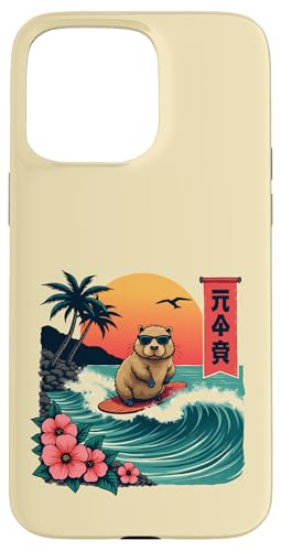 Capybara Reitwellen mit tropischem Sonnenuntergang Capybara Surfen Hülle für iPhone 15 Pro Max Capybara Reitwellen mit tropischem Sonnenuntergang Capybara Surfen Hülle für iPhone 15 Pro Max von The Wave Capybara Surfing rodent Retro Funny tees