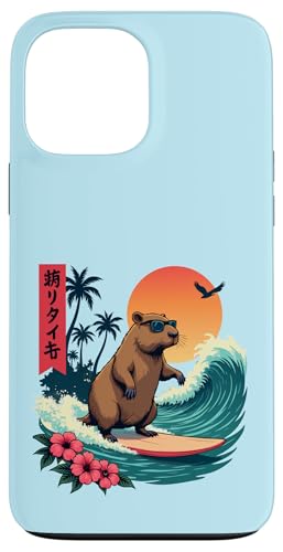 Capybara Surfing Wave Retro Palme Sonnenuntergang Capybara Liebhaber Hülle für iPhone 13 Pro Max Capybara Surfing Wave Retro Palme Sonnenuntergang Capybara Liebhaber Hülle für iPhone 13 Pro Max von The Wave Capybara Surfing rodent Retro Funny tees
