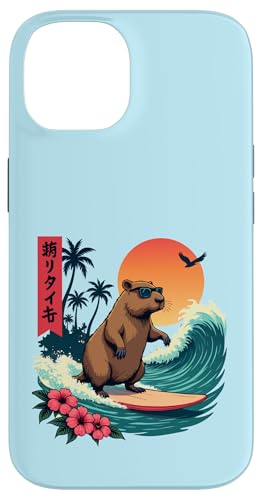 Capybara Surfing Wave Retro Palme Sonnenuntergang Capybara Liebhaber Hülle für iPhone 14 Capybara Surfing Wave Retro Palme Sonnenuntergang Capybara Liebhaber Hülle für iPhone 14 von The Wave Capybara Surfing rodent Retro Funny tees