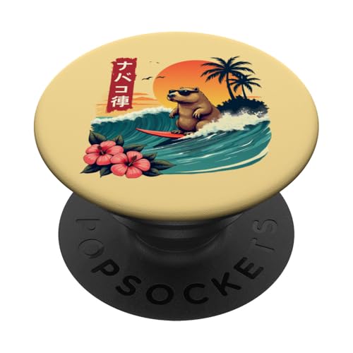 Capybara Surfing Wave Retro Palme Sonnenuntergang Capybara Liebhaber PopSockets Klebender PopGrip Capybara Surfing Wave Retro Palme Sonnenuntergang Capybara Liebhaber PopSockets Klebender PopGrip von The Wave Capybara Surfing rodent Retro Funny tees