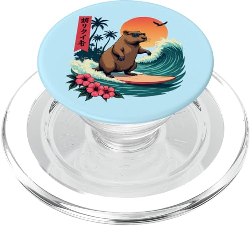 Capybara Surfing Wave Retro Palme Sonnenuntergang Capybara Liebhaber PopSockets PopGrip für MagSafe Capybara Surfing Wave Retro Palme Sonnenuntergang Capybara Liebhaber PopSockets PopGrip für MagSafe von The Wave Capybara Surfing rodent Retro Funny tees