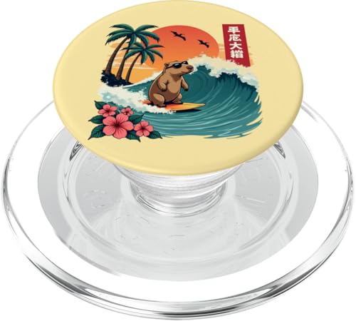 Capybara Surfing Wave Retro Palme Sonnenuntergang Capybara Liebhaber PopSockets PopGrip für MagSafe Capybara Surfing Wave Retro Palme Sonnenuntergang Capybara Liebhaber PopSockets PopGrip für MagSafe von The Wave Capybara Surfing rodent Retro Funny tees