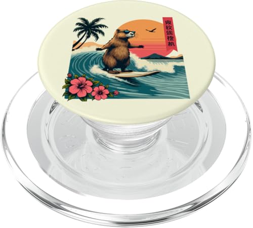 Capybara Surfing Wave Retro Palme Sonnenuntergang Capybara Liebhaber PopSockets PopGrip für MagSafe Capybara Surfing Wave Retro Palme Sonnenuntergang Capybara Liebhaber PopSockets PopGrip für MagSafe von The Wave Capybara Surfing rodent Retro Funny tees