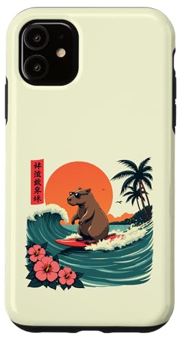 Capybara Surfing Wave Retro Palme Sunset Tropical Vibes Hülle für iPhone 11 Capybara Surfing Wave Retro Palme Sunset Tropical Vibes Hülle für iPhone 11 von The Wave Capybara Surfing rodent Retro Funny tees